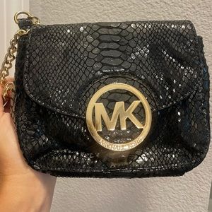 Michael Kors Purse Black & Gold Snake Skin